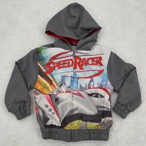 Speed Racer Windbreaker Hooded Jacket Boys Sz 3T Mach 5 Car Graphic Retro Style